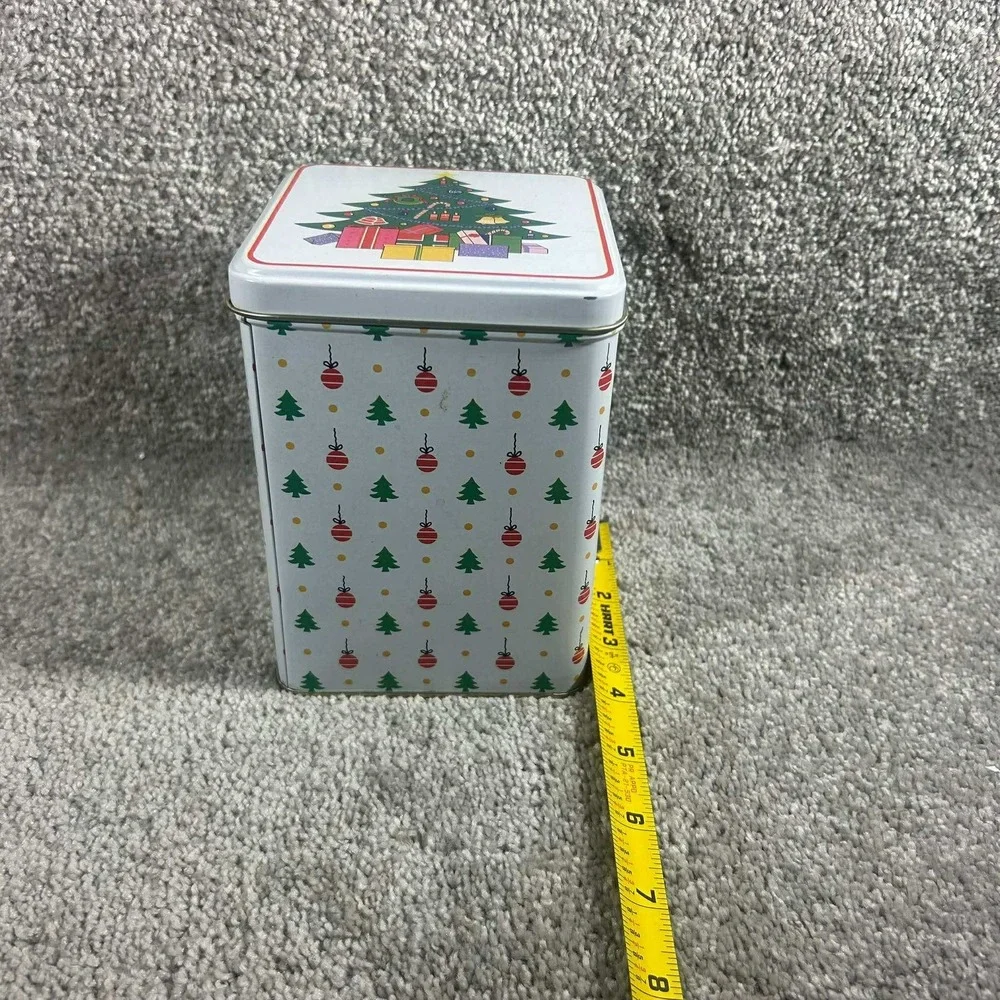 Nesting Christmas Tins White Green Red Holiday Storage Set‎ of 5